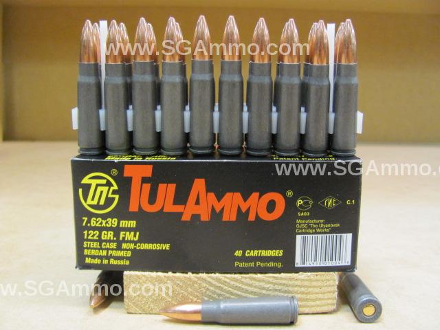 1000 Round Case - 7.62x39 122 Grain FMJ Tula Ammo - UL076240 or UL076210